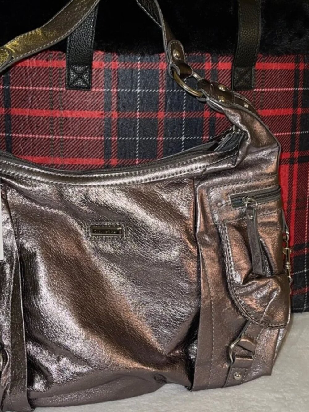 The SAK Leanne Graphite silver leather bag purse NWT hobo shoulder $129 tag